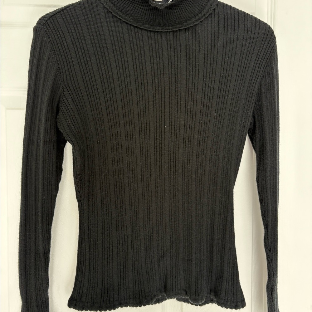 Emanuel Ungaro Black Rib-Knit Turtleneck Sweater